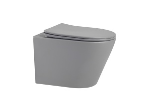 Унитаз подвесной Abber Bequem безободковый с сиденьем микролифт серый матовый