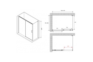 Душевой уголок Abber Komfort 140х100 хром стекло прозрачное - 2