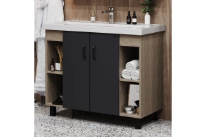 Тумба под раковину Onika Тимбер 100 серый - светлое дерево - 2