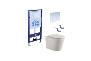 Унитаз с инсталляцией SET AQUATEK ВЕГА cmp-013 (инсталляция, подвесной унитаз, сиденье, клавиша, крепеж)