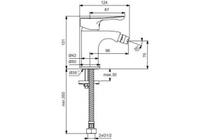 BA414AA WAVE Смеситель для биде - 2