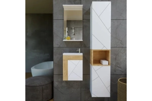 Тумба раковины Бриклаер Кристалл 40 белая матовая/дуб бунратти (4627125416057) - 2