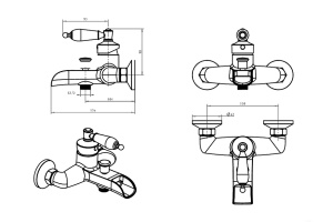 Смеситель для ванны Boheme Vogue бронза с черным Swarovski - 2
