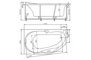 Акриловая ванна Aquatek Таурус L, с фронтальным экраном - 2