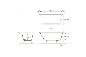 Ванна чугунная Delice Camelot 180х80 с антискользящим покрытием  - 2