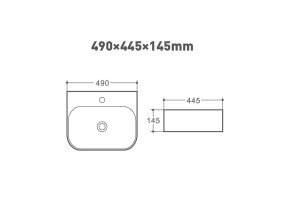 Раковина керамическая накладная AM1620 - 2