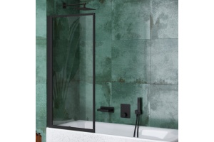 Шторка для ванны Excellent Fabrika 73х145 профиль черный матовый стекло прозрачное - 2