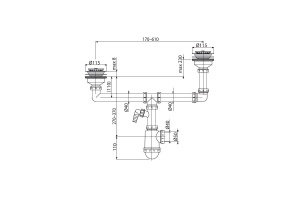Сифон для сдвоенной мойки A454P с нерж. решеткой D - 2