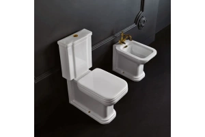 Сиденье для унитаза Kerasan Waldorf с системой микролифт, белый / бронза (418601) - 2