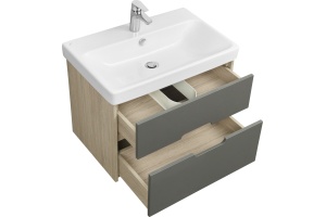 Тумба с раковиной Aquaton Оливия 70 светлое дерево-серый - 3