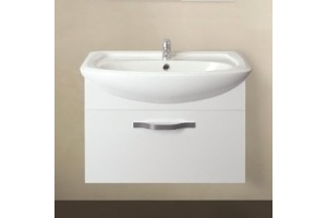 Тумба с раковиной 1MarKa Вита 65П с 1 ящиком, белый глянец