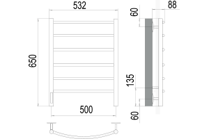 Электрический полотенцесушитель Terminus Классик П6 500x650 Хром - 3