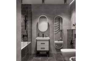 Шкаф-пенал STWORKI Мальмё МВК076 45, с подсветкой, черный - 3