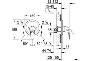 Смеситель Grohe Euroeco 32742000 С ВНУТРЕННЕЙ ЧАСТЬЮ, для душа - 2