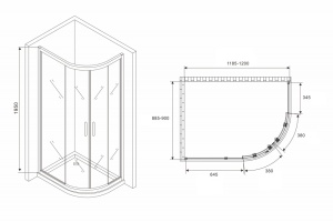 Душевой уголок Abber Schwarzer Diamant 120х90 черный (AG01129B) - 3