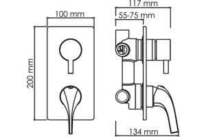Смеситель Wasserkraft Sauer 7171 для ванны с душем - 2
