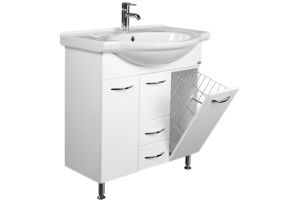 Тумба с раковиной Onika Моника 75 с бельевой корзиной белый 