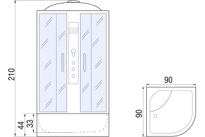 Душевая кабина с поддоном River Desna XL 90/44 MT (10000006137) - 3