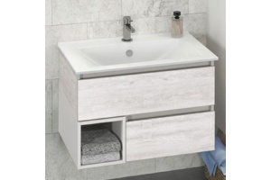 Тумба с раковиной Comforty Турин 75 дуб белый