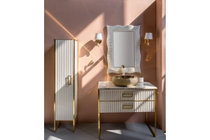 Тумба под раковину чашу Boheme Armadi Art Monaco 100 белый глянец - золото - 3