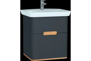 Тумба с раковиной VitrA Sento 65 с LED подсветкой матовый серый