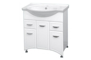 Тумба с раковиной напольная Misty Дрея 76 белая глянцевая