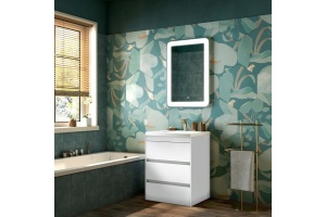 FAMILY База под раковину напольная с тремя выкатными ящиками, Bianco Lucido, 580x470x845, FAMILY-580-3C-PIA-BL