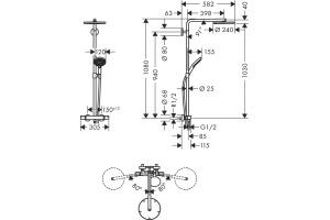 Душевая стойка Hansgrohe Raindance Select S Showerpipe 240 1jet P с термостатом, черный 27633670 - 2
