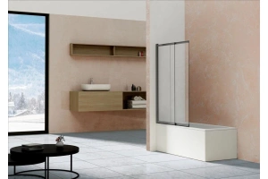 Шторка на ванну Vincea 100х145 профиль сталь стекло прозрачное - 2