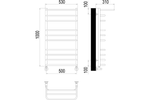 Водяной полотенцесушитель Terminus Арктур П10 500х1000 с полкой Хром - 3