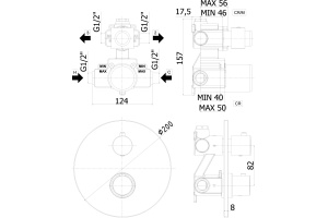 Термостат Paffoni Light LIQ018NO С ВНУТРЕННЕЙ ЧАСТЬЮ, для ванны с душем - 2