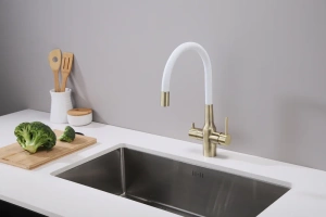 Смеситель для кухни Paulmark Salix с гибким изливом бронза - белый матовый - 2