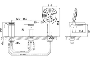 Смеситель D&K Berlin Steinbeis DA1434216 на борт ванны - 3