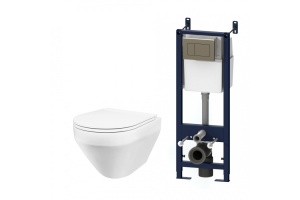 IS3701700 Комплект инсталляция с клав глянц хром с подвесным унитазом Spirit FlashClean с сид м/лифт