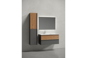 Тумба под раковину Sancos Delta 99х44 левая серая - светлое дерево - 2