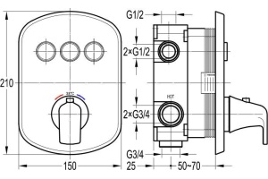 Термостат Cezares Globo-F-VDIM3-TB-01 с внутренней частью, для душа - 2
