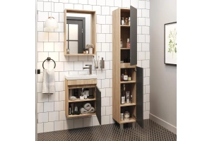 Тумба с раковиной Onika Милтон 44 светлое дерево с серым - 3