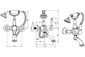 Смеситель для ванны Boheme Tradizionale золото с белым - 2