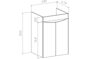 Тумба для комплекта Bellezza Олиссия 120 L, белая, под стиральную машину - 3