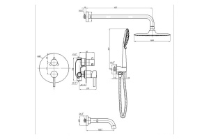 Душевая система ABBER Wasser Kreis черная матовая (AF8117B) - 3