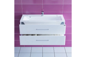 Тумба с раковиной подвесная Санта Омега 100 белый - 2