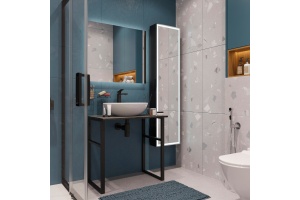 Консоль DIWO Элиста 80 чёрный мрамор, с раковиной Moduo 55 Leaf - 3