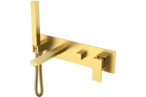 Смеситель для ванны с душем Boheme Qubic золото матовый