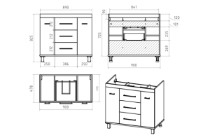 Тумба с раковиной Misty Терра 90 белая глянцевая - 3