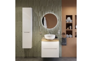 Мебель для ванной STWORKI Берген 60 белая со светлой столешницей, раковина Moon 1