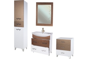 Тумба с раковиной Bellezza Маргарита 75 2 ящика белая/бронза - 3