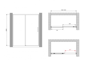 Душевая дверь Abber Komfort 160х200 профиль черный стекло прозрачное - 3