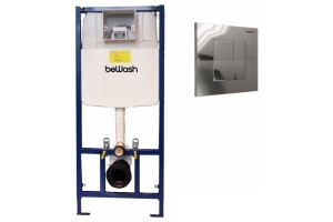 Комплект инсталляции beWash Fide с кнопкой смыва хром глянец