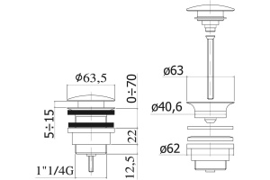 Донный клапан для раковины Paffoni ZSCA050NO - 2