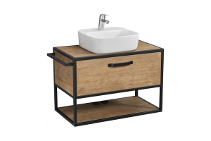Комплект мебели Aquaton Лофт Фабрик 80 с раковиной Одри 42 темное дерево  - 2